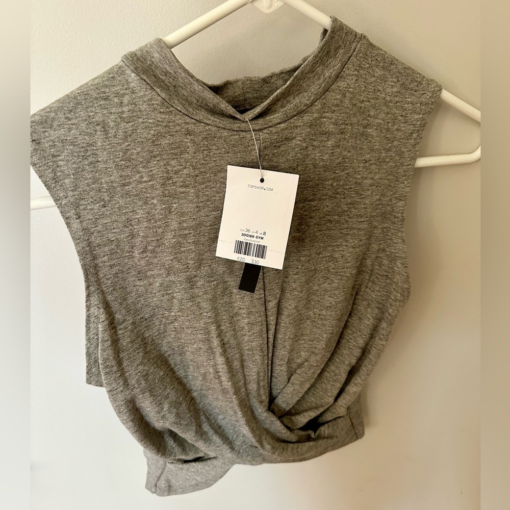 TOPSHOP GRAY CROSSOVER TANK